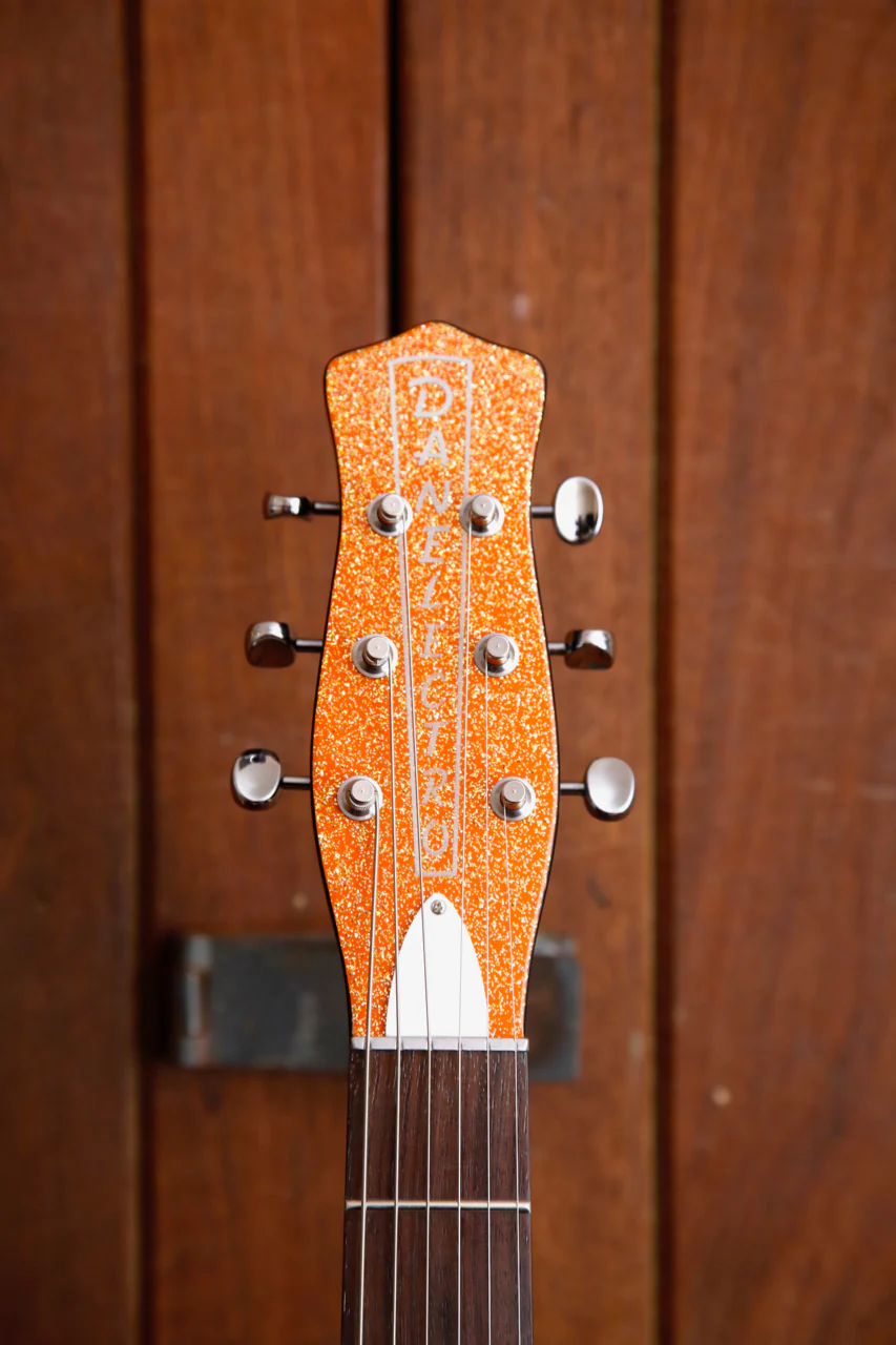 Danelectro '59M NOS+ Orange Metal Flake Double Cut Electric Guitar - Image 3
