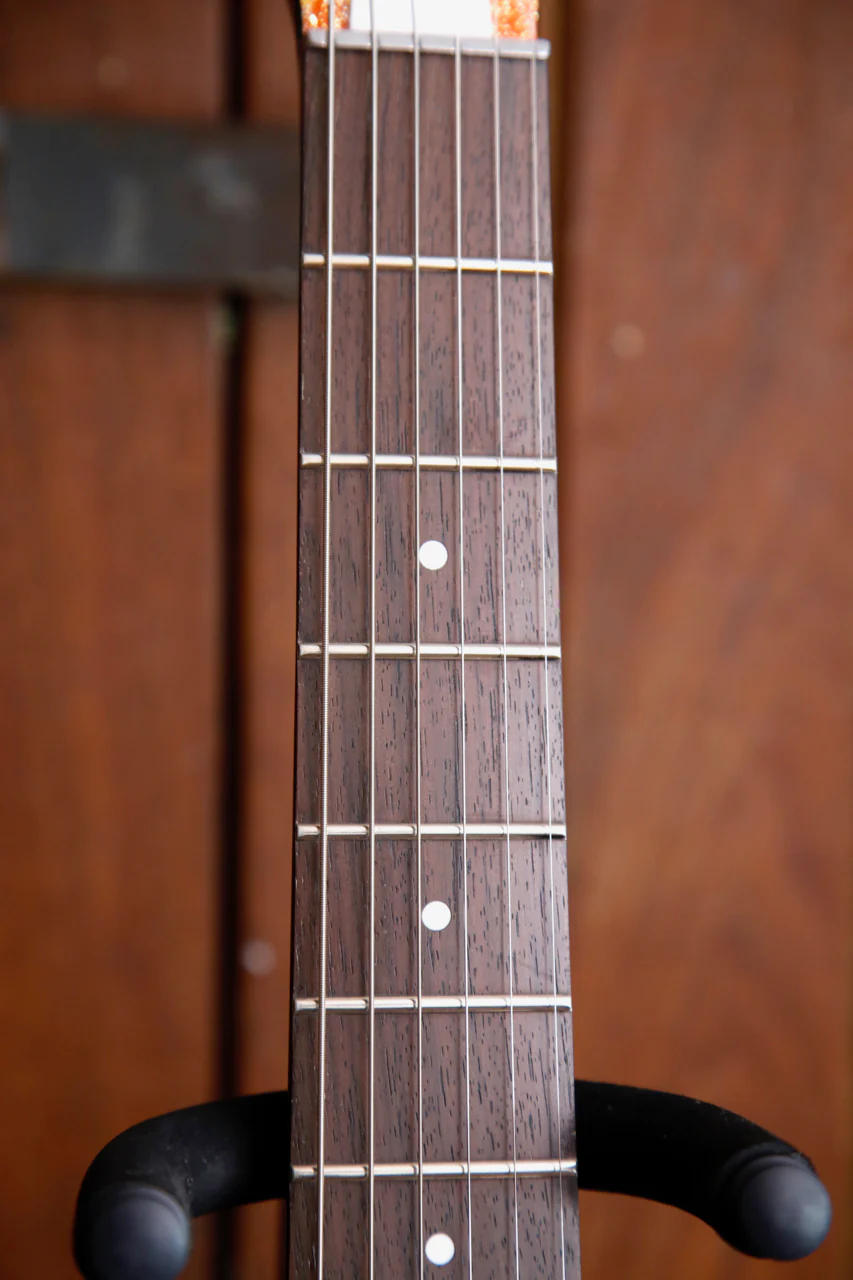 Danelectro '59M NOS+ Orange Metal Flake Double Cut Electric Guitar - Image 4