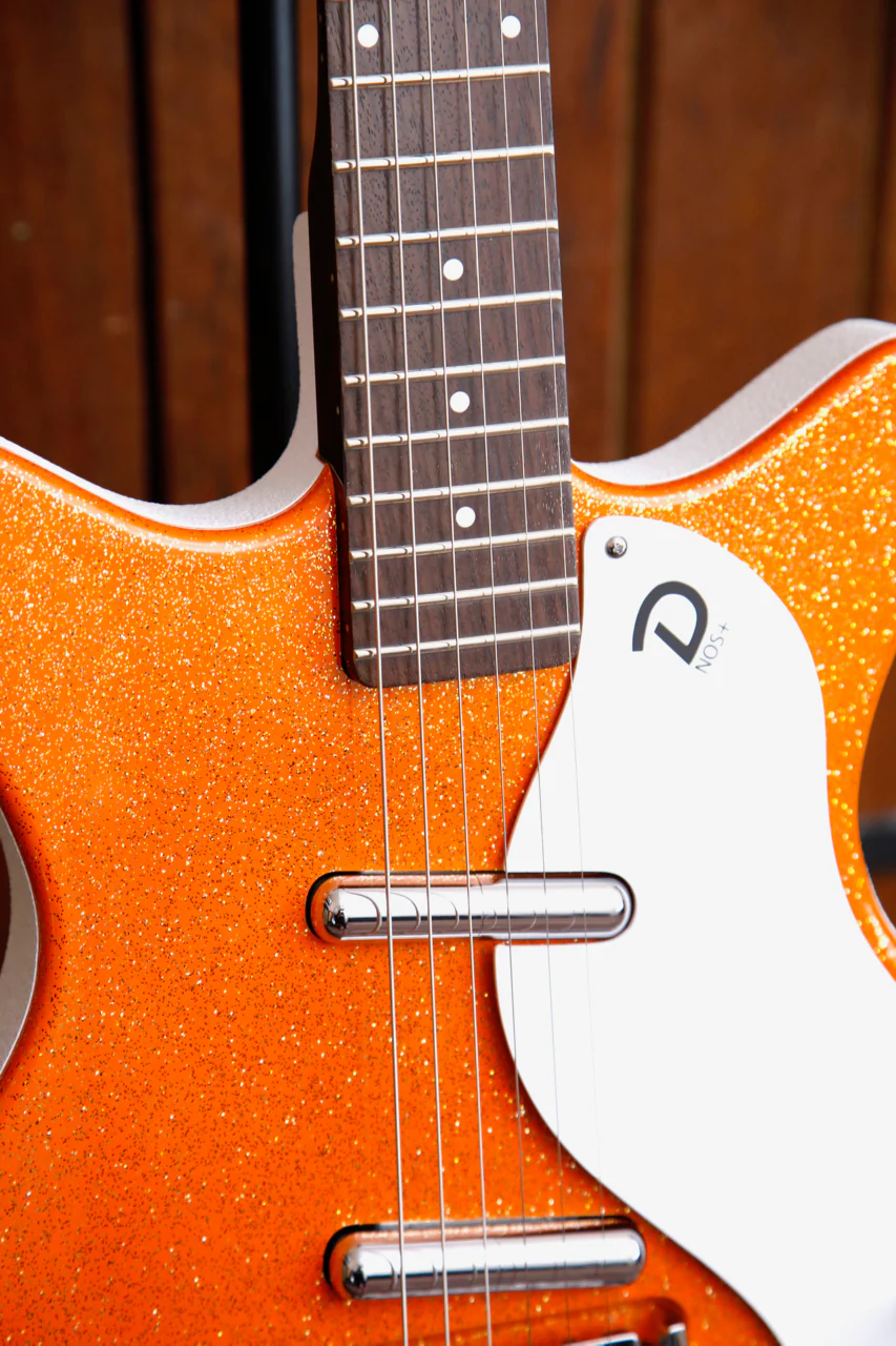 Danelectro '59M NOS+ Orange Metal Flake Double Cut Electric Guitar - Image 5