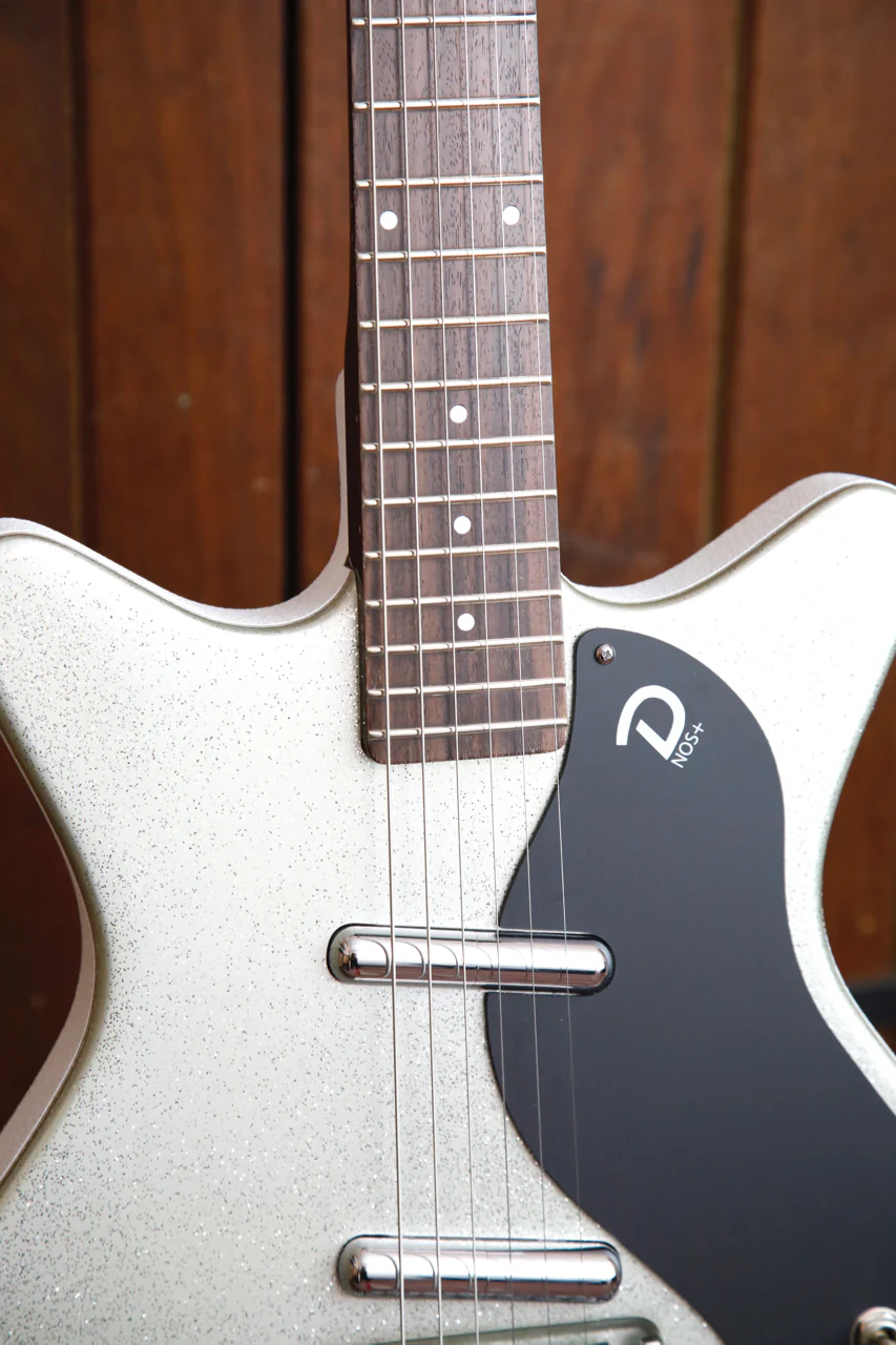 Danelectro '59M NOS+ Silver Metal Flake Double Cut Electric Guitar - Image 5