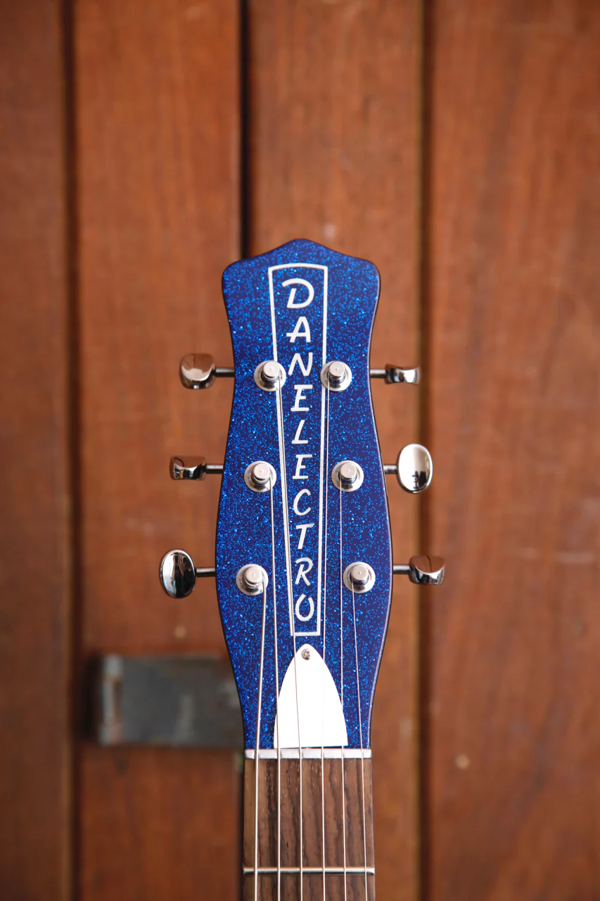 Danelectro '59M NOS+ Blue Metal Flake Double Cut Electric Guitar - Image 3