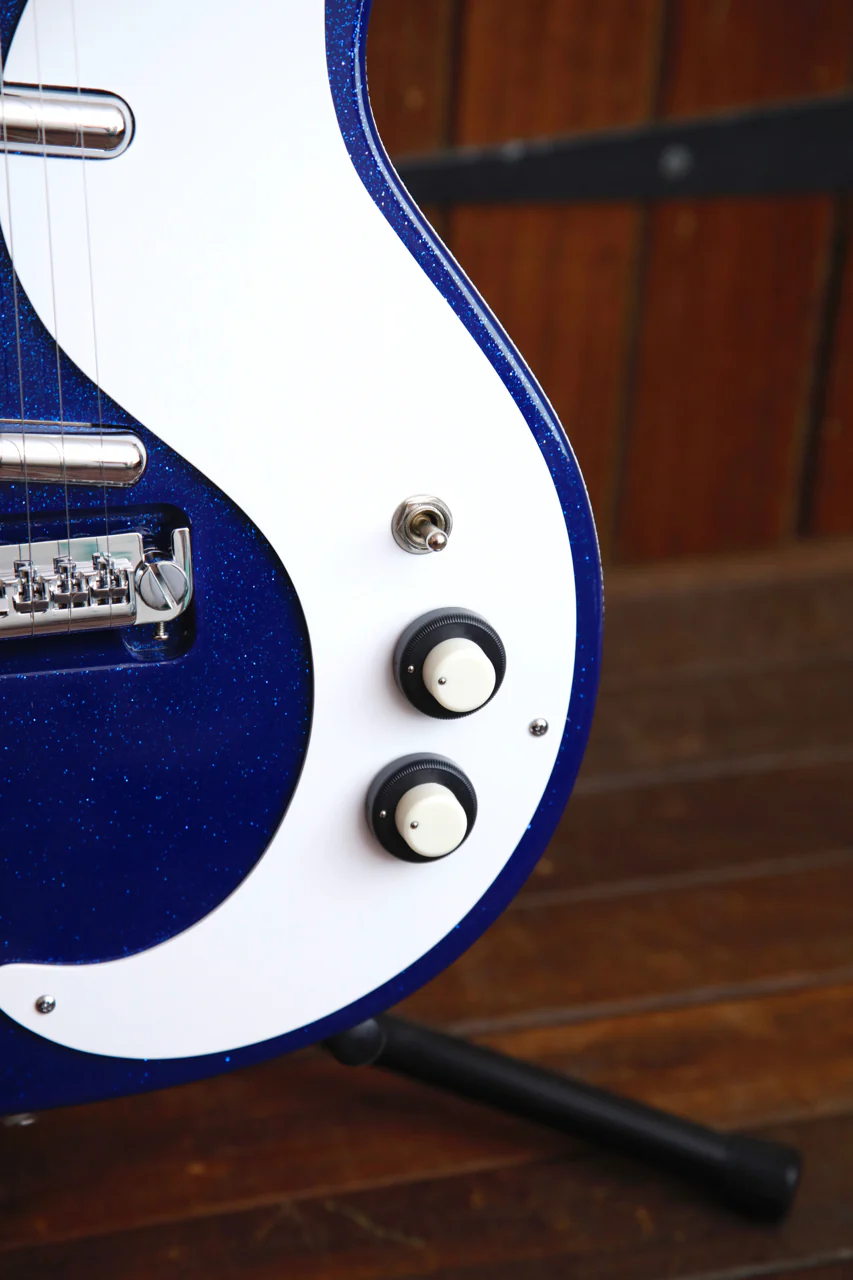 Danelectro '59M NOS+ Blue Metal Flake Double Cut Electric Guitar - Image 6