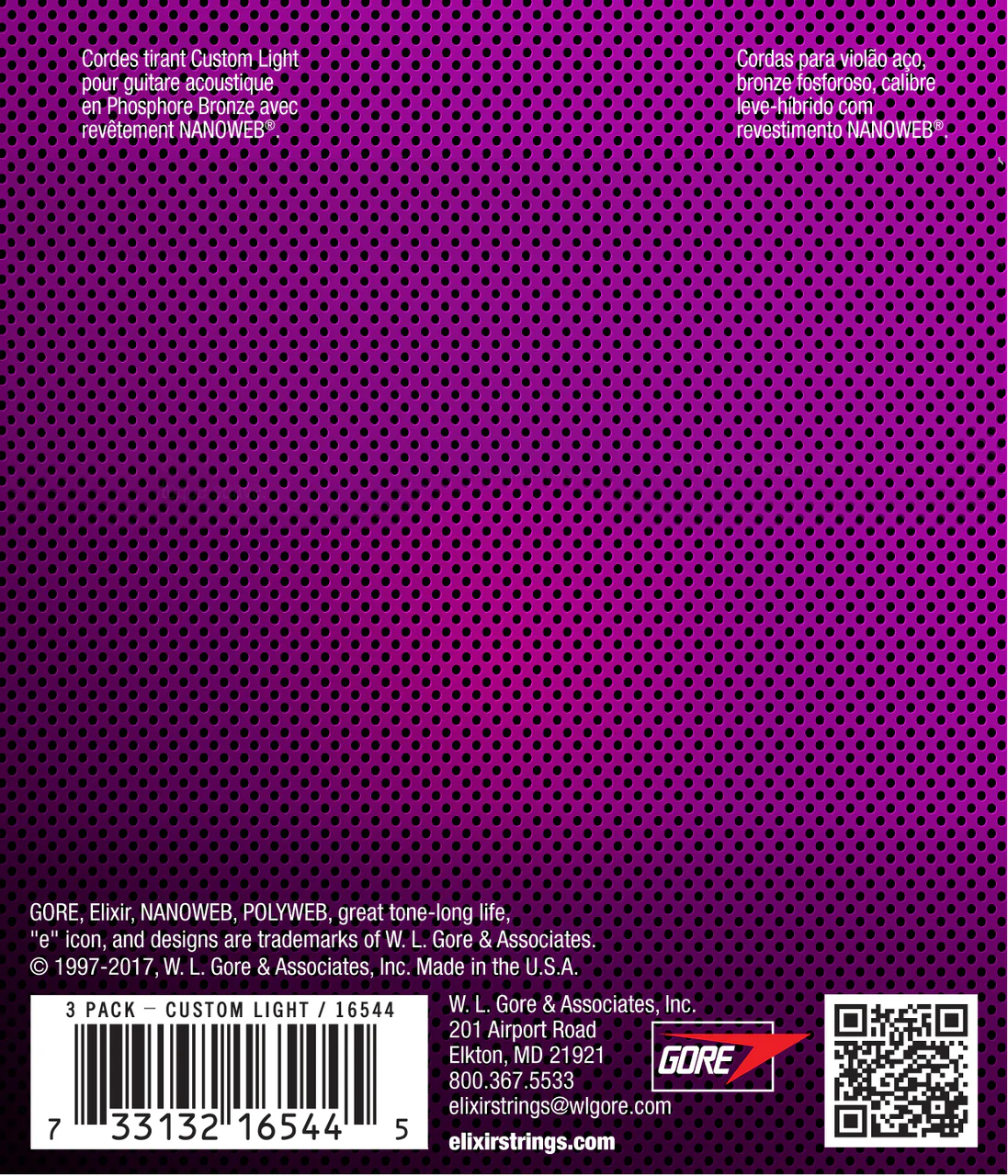 Elixir 16544 Nanoweb Phosphor Bronze 11-52 3 Pack Custom Light - Image 3