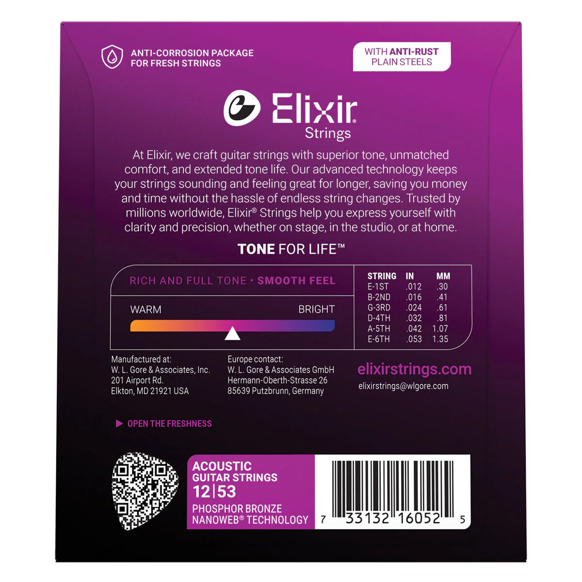Elixir Nanoweb 16052 12-53 Coated Phosphor Bronze Acoustic Guitar Strings Light - Image 2