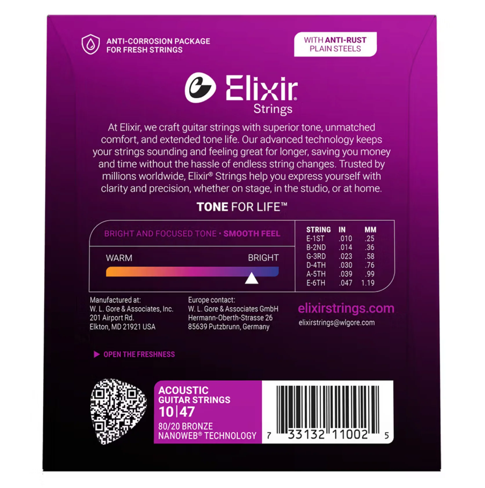 Elixir Nanoweb 10-47 Coated 80/20 Bronze Acoustic Guitar Strings Extra Light - Image 2