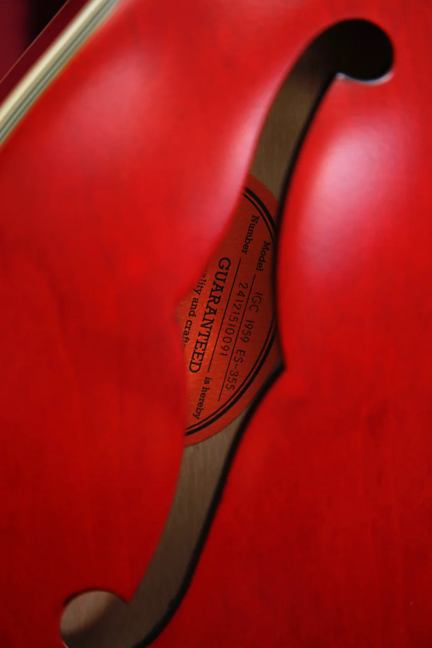 Epiphone Inspired by Gibson Custom 1959 ES-355 Cherry Red Electric Guitar & Hardcase - Image 8