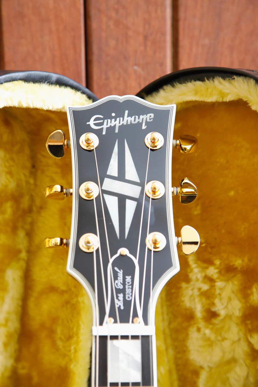 Epiphone Inspired By Gibson Les Paul Custom Ebony w/ Hardshell Case - Image 3