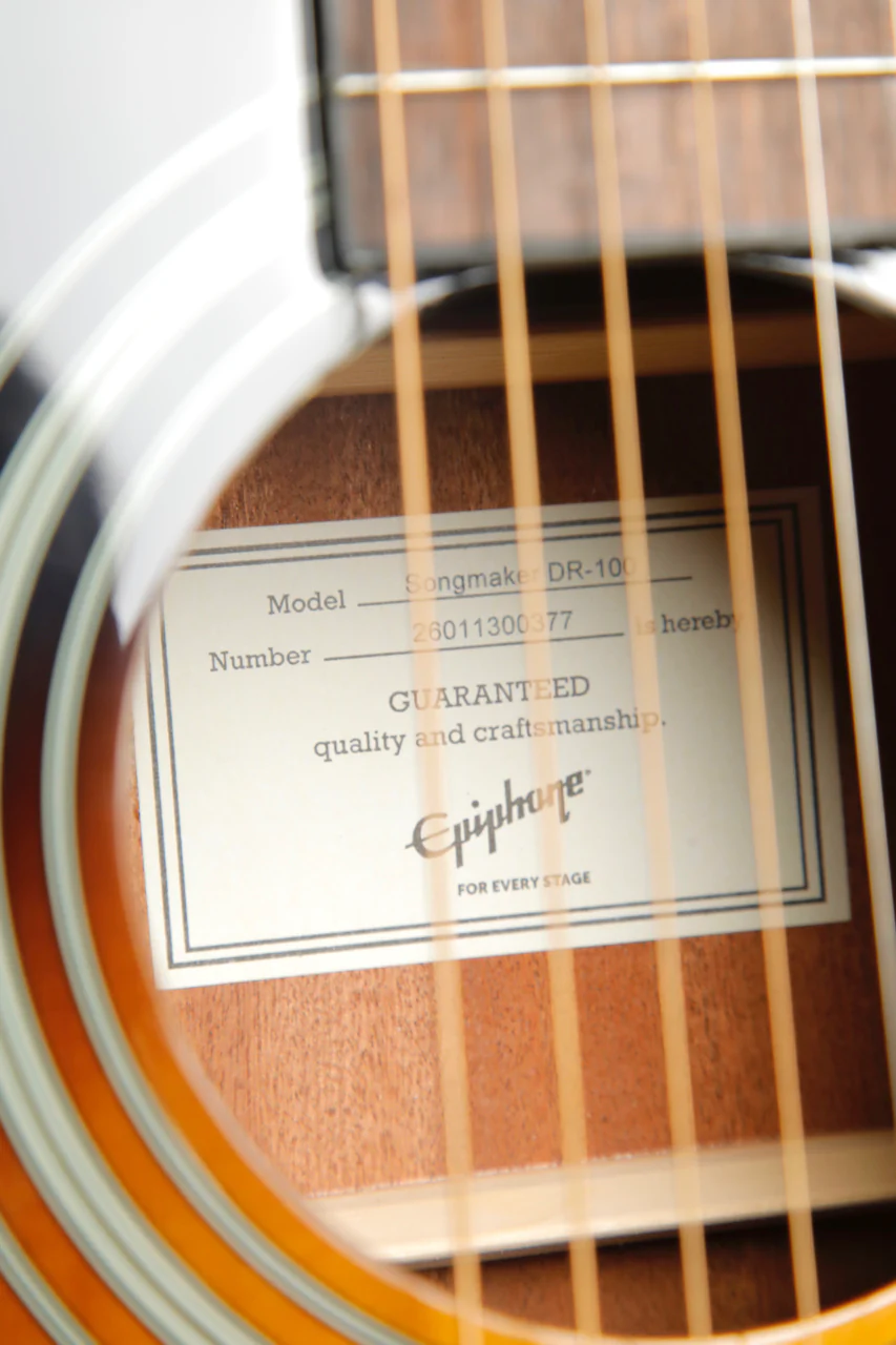 Epiphone Songmaker DR-100 Vintage Sunburst Acoustic Guitar - Image 8