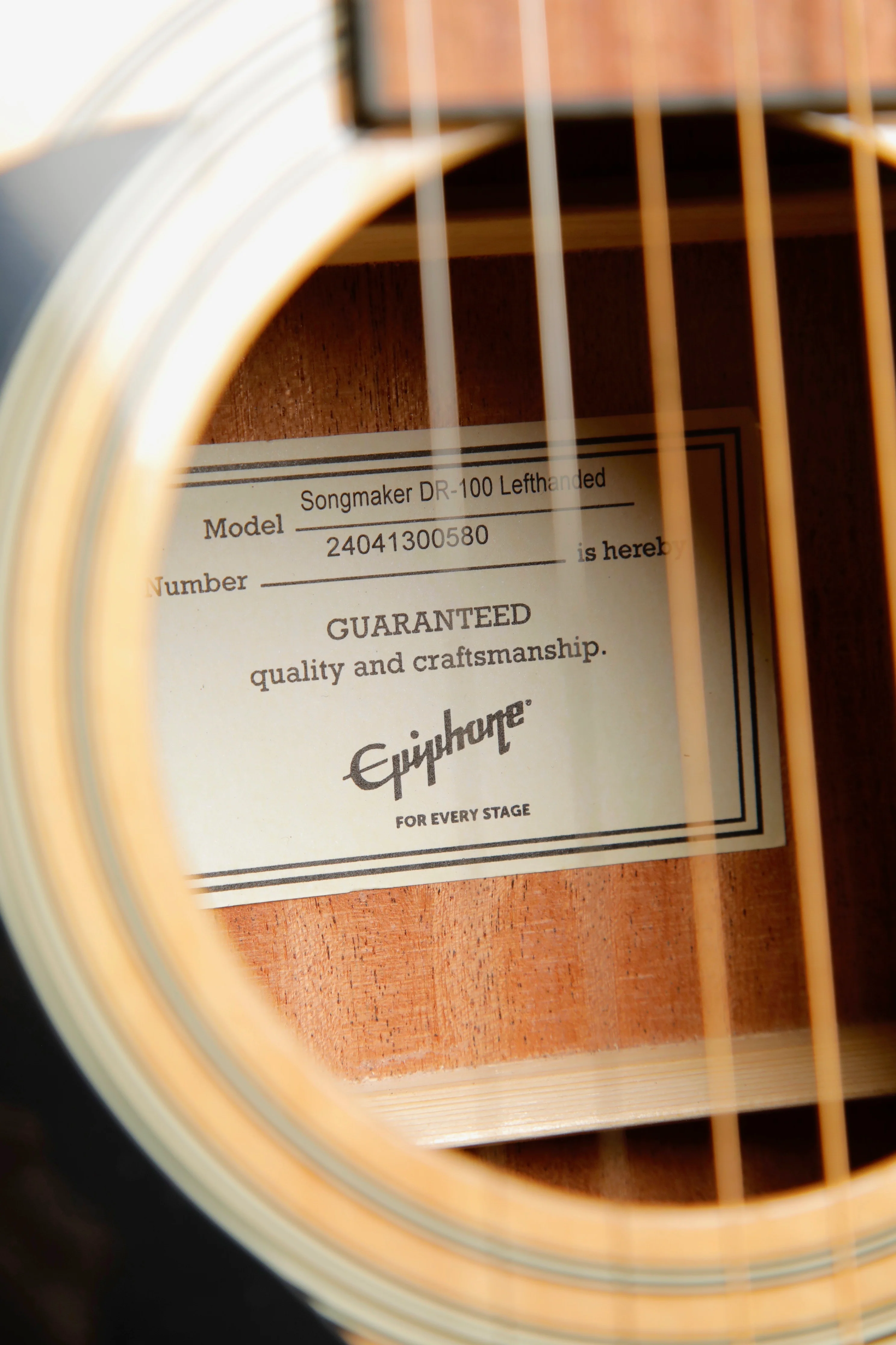 Epiphone Songmaker DR-100 Natural Left Handed Acoustic Guitar - Image 7