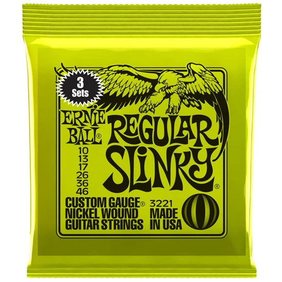 Ernie Ball 3-PACK 10-46 Nickel Regular Slinky Electric Guitar Strings