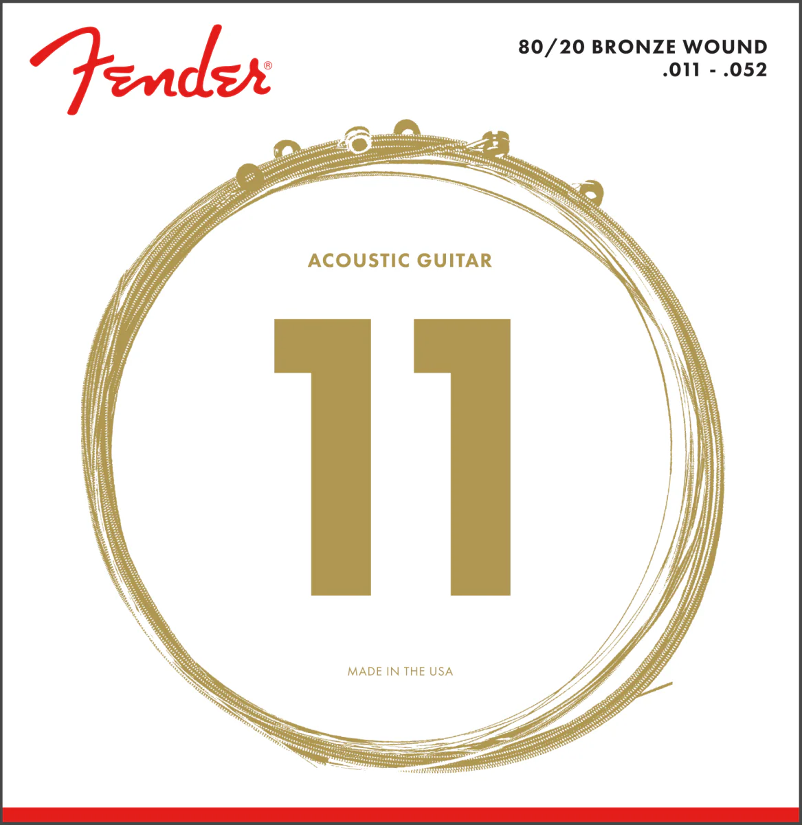 Fender 11-52 Custom Light 80/20 Bronze Acoustic Guitar Strings