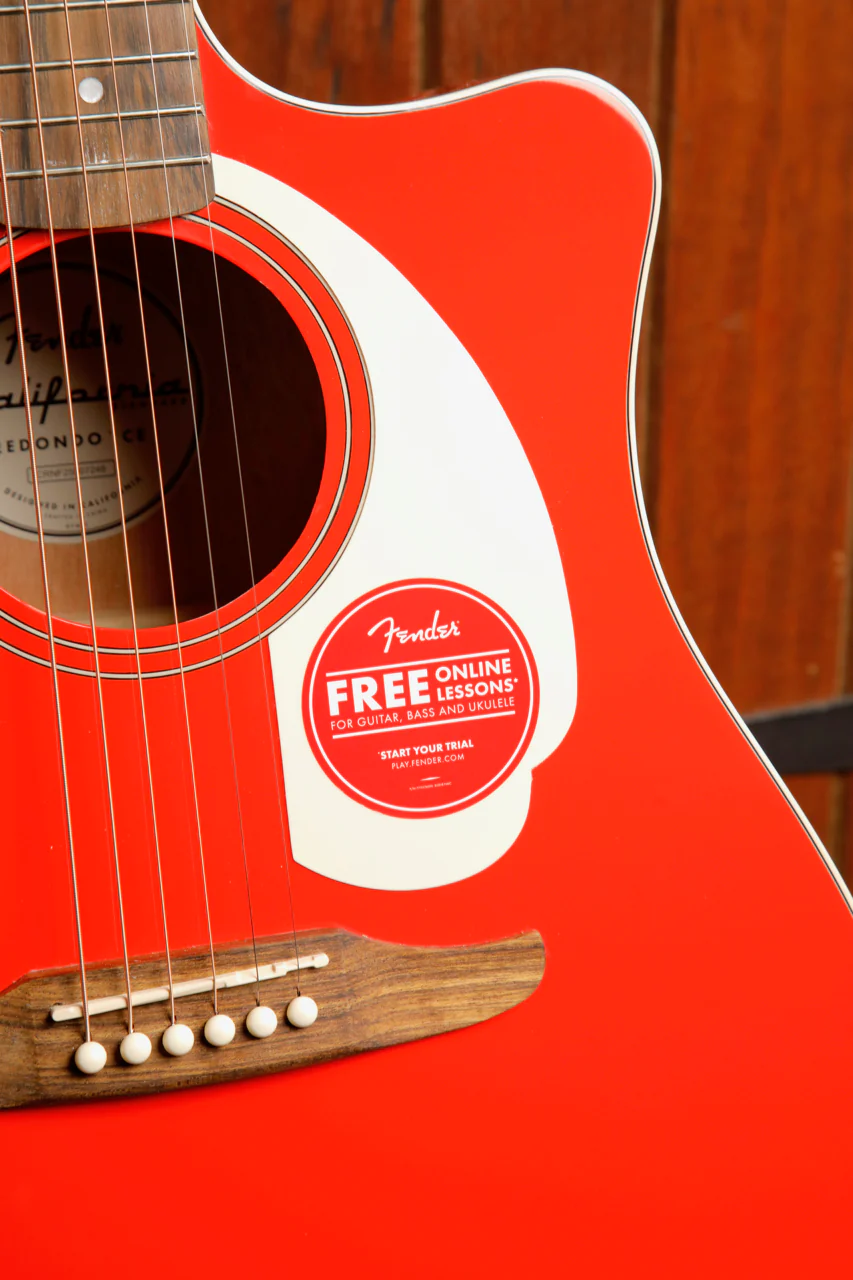 Fender California Standard Redondo CE Fiesta Red Acoustic-Electric Guitar - Image 5