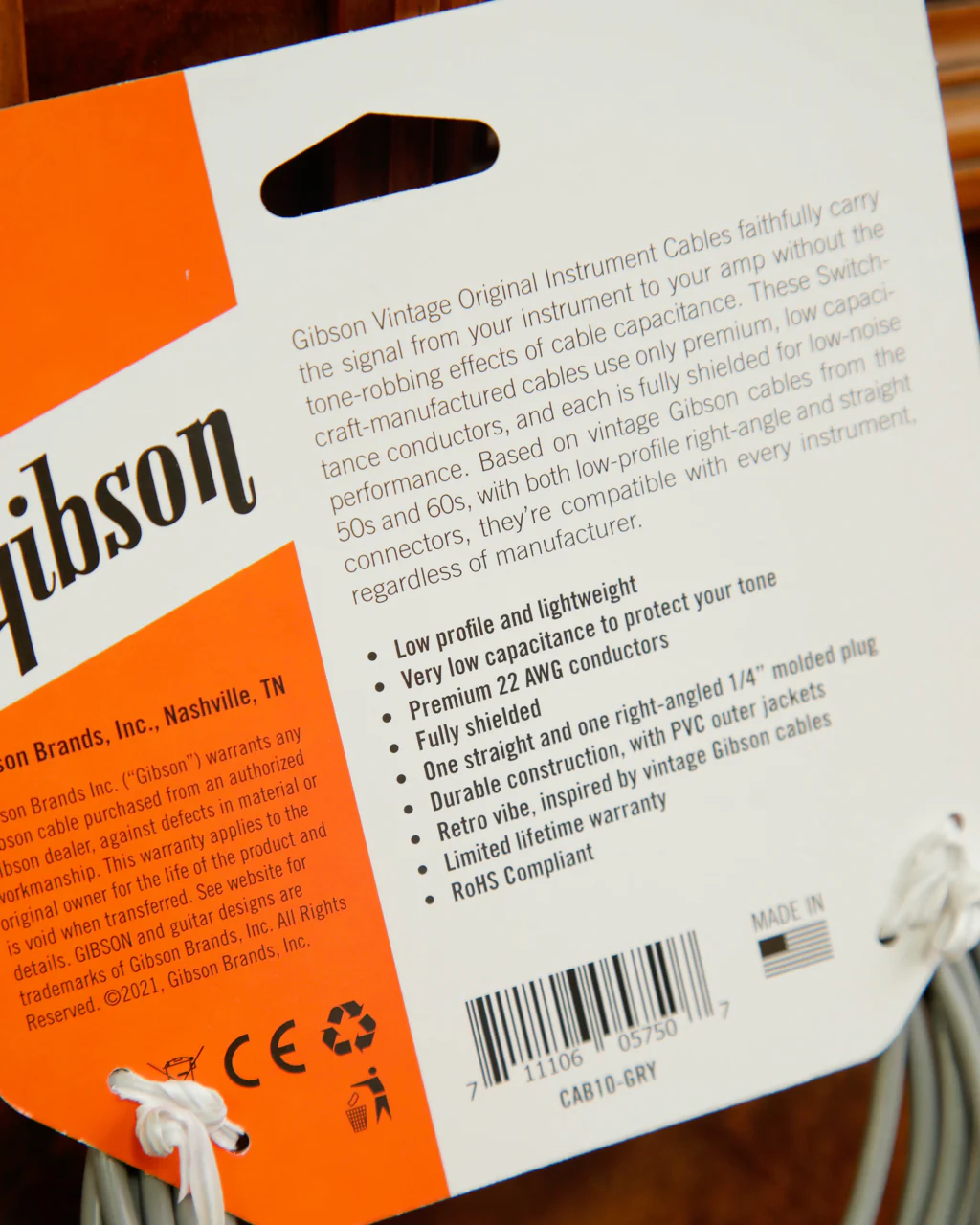 Gibson Vintage Original Instrument Cable 10ft 3m - Image 3