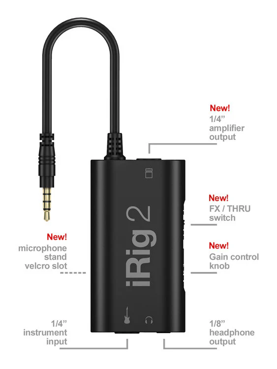 IK Multimedia iRig 2 iOS Guitar Interface for Mac / iPhone