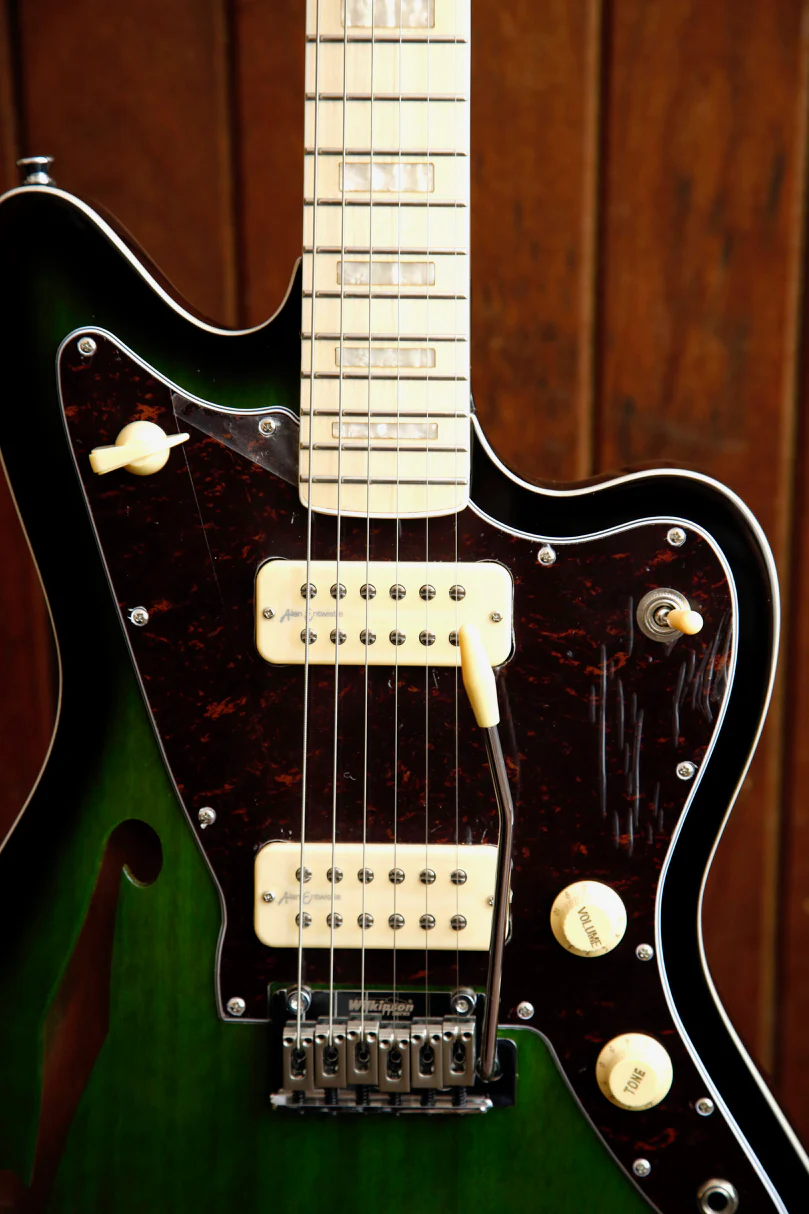 Revelation RJT60M-TL Green Burst Semi-Hollowbody Electric Guitar - Image 5
