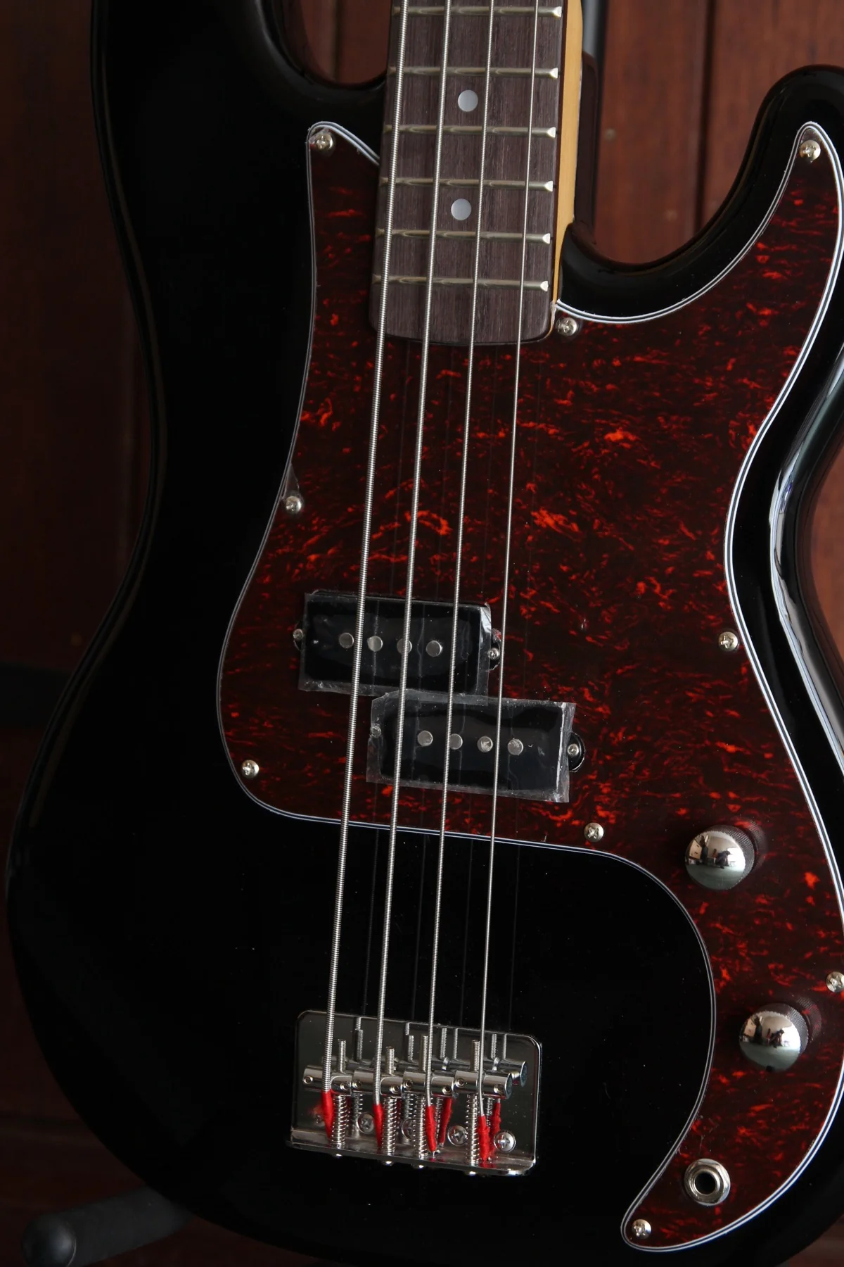 SX PB Bass 3/4 Size Solidbody Electric Bass Guitar Black - Image 3