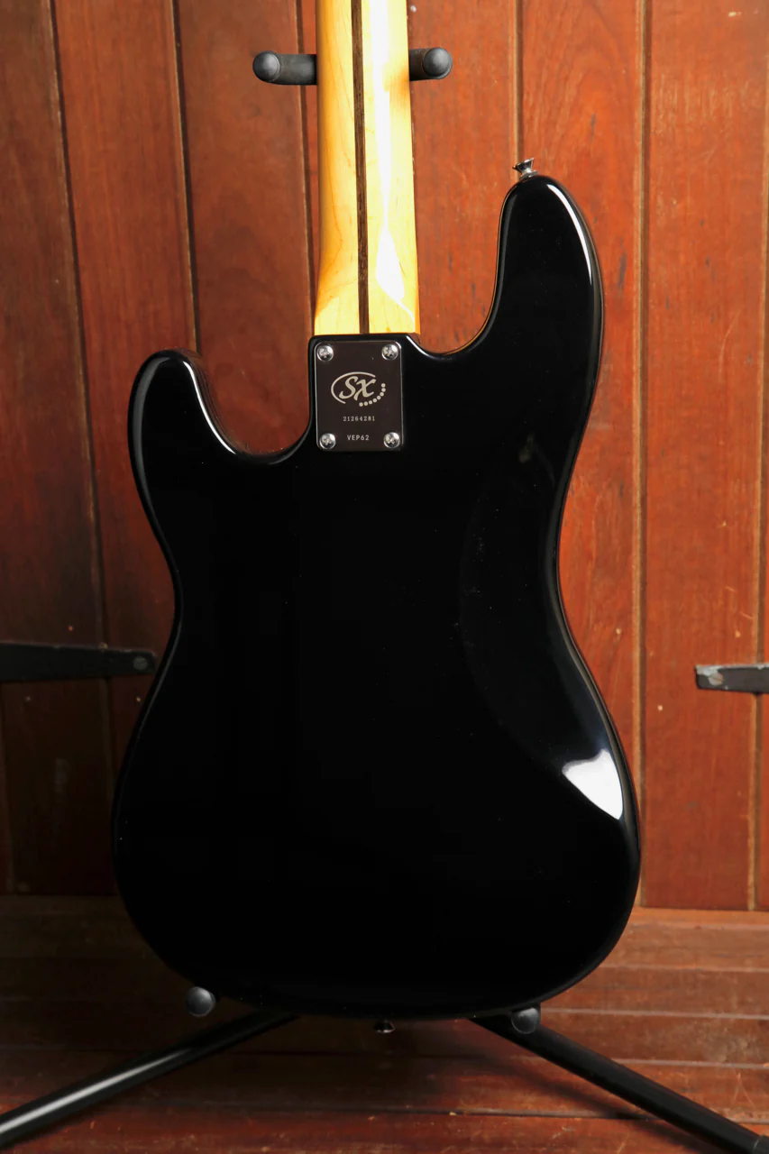 SX Vintage Style PB Bass Solidbody Electric Bass Guitar Black - Image 10