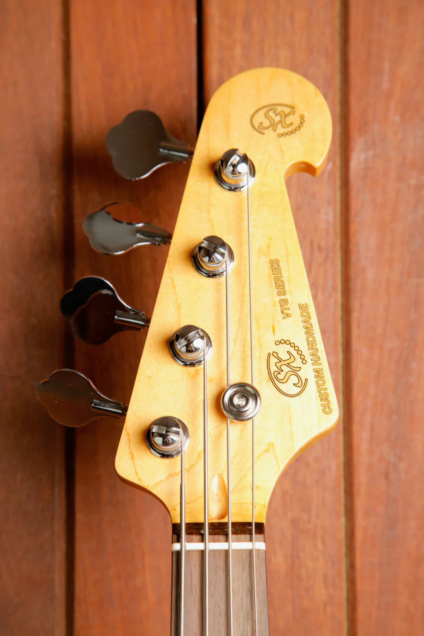 SX Vintage Style PB Bass Solidbody Electric Bass Guitar Black - Image 3