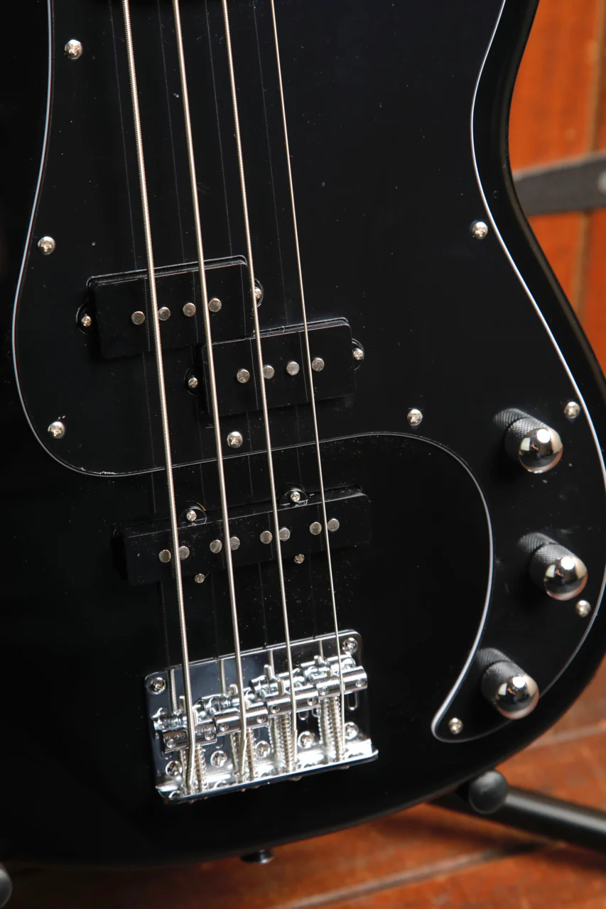 SX Vintage Style PB Bass Solidbody Electric Bass Guitar Black - Image 6