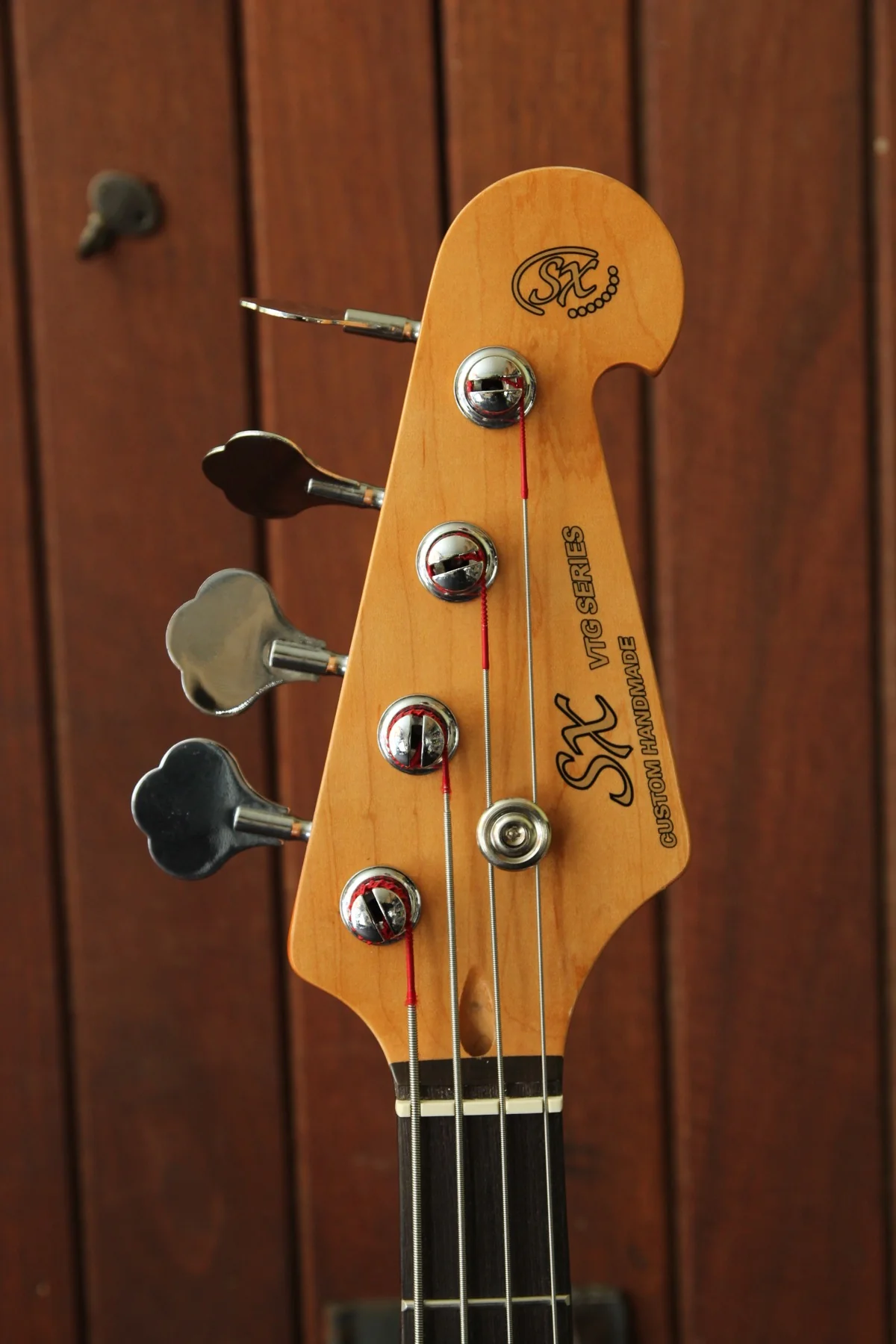 SX Vintage Style PB Bass Solidbody Electric Bass Guitar Sunburst - Image 3