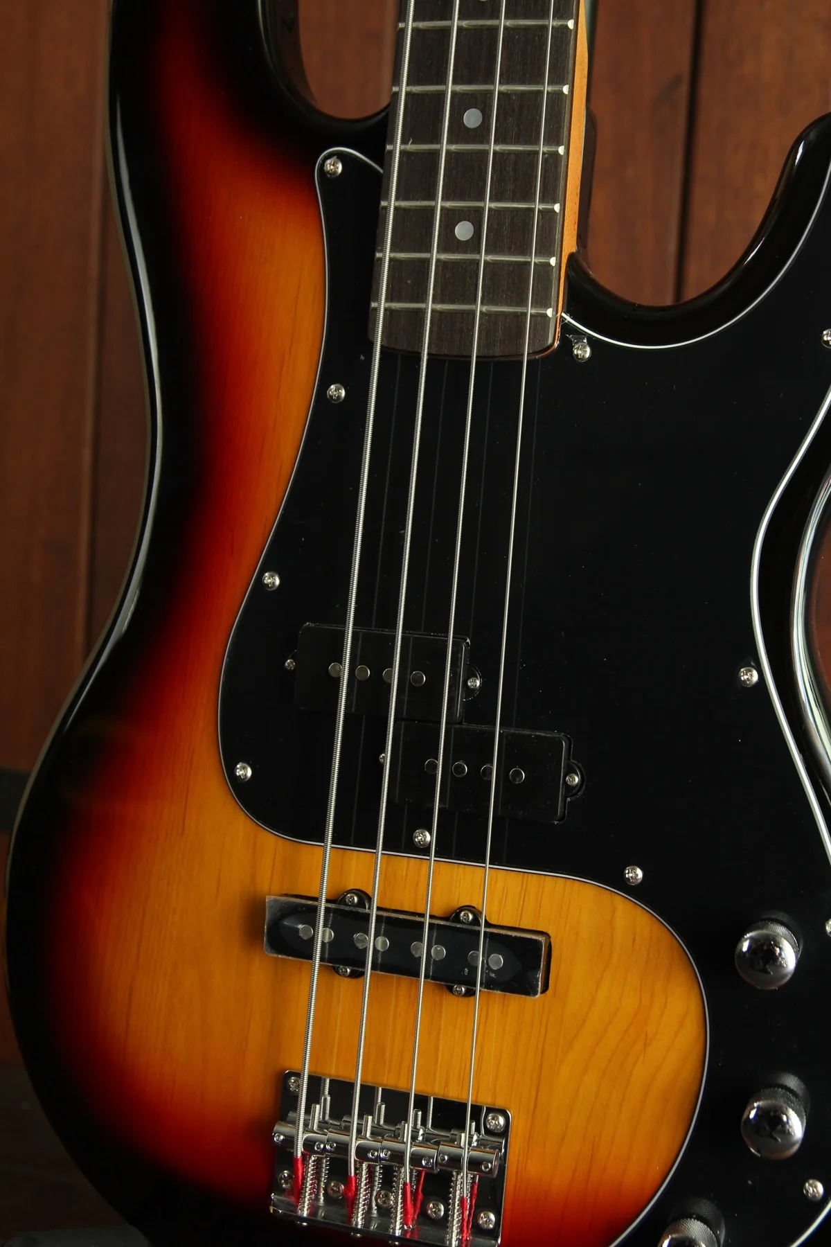 SX Vintage Style PB Bass Solidbody Electric Bass Guitar Sunburst - Image 4