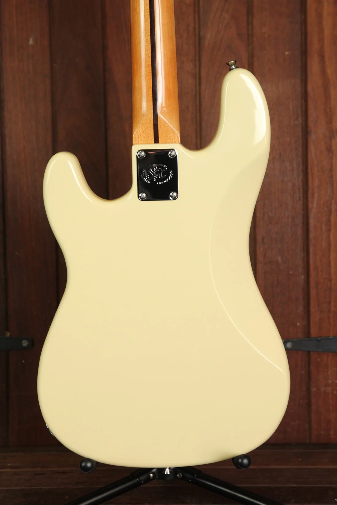 SX Vintage StylePB Bass Solidbody Electric Bass Guitar Vintage White - Image 6