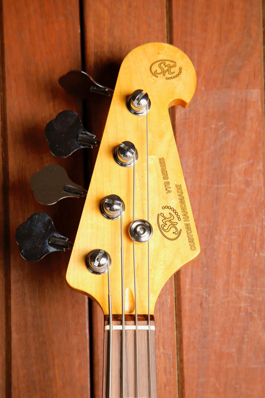 SX VEJ62FB Vintage Style Fretless Bass Guitar Black - Image 3