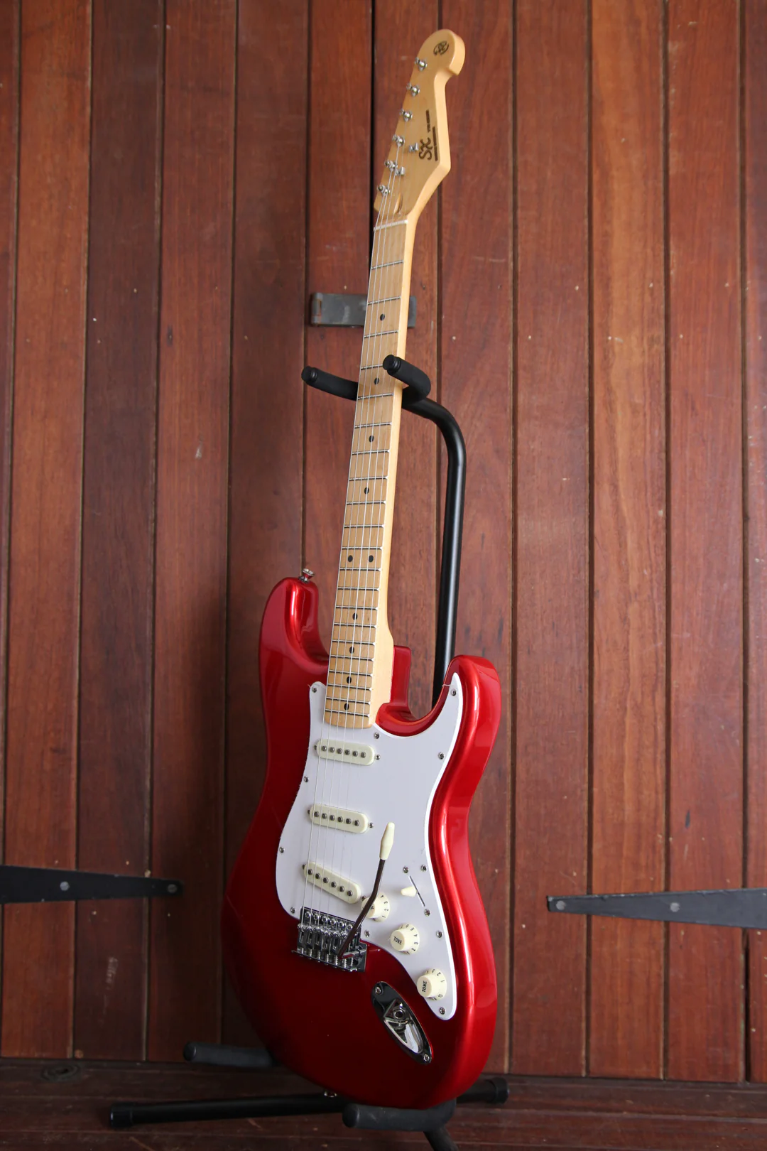 SX Vintage Style Electric Guitar Candy Apple Red with Bag - Image 9