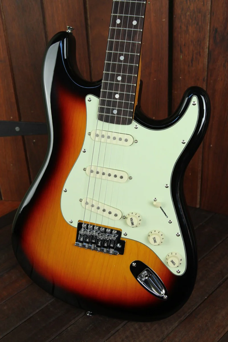 SX Vintage Style Electric Guitar Sunburst with Bag - Image 5
