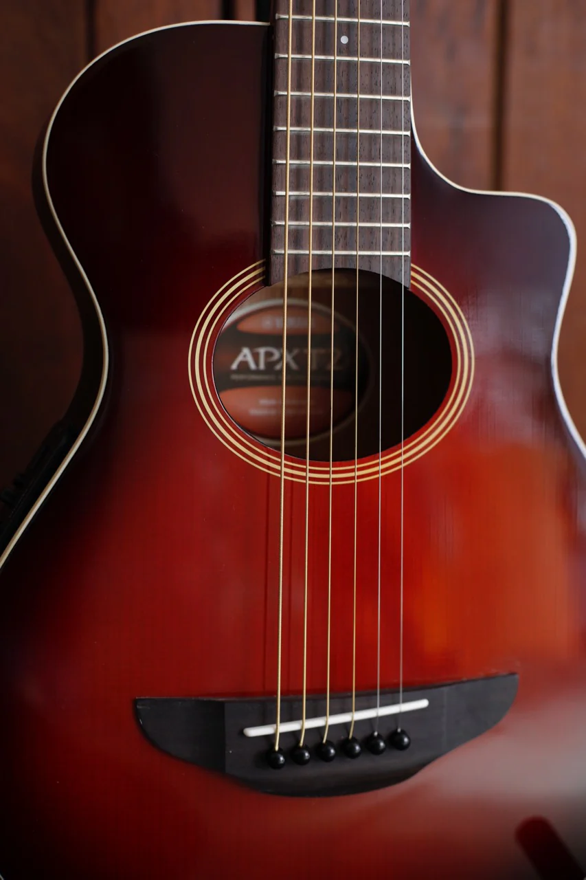 Yamaha APXT2 3/4 Acoustic Electric Travel Guitar Dark Red Burst - Image 3
