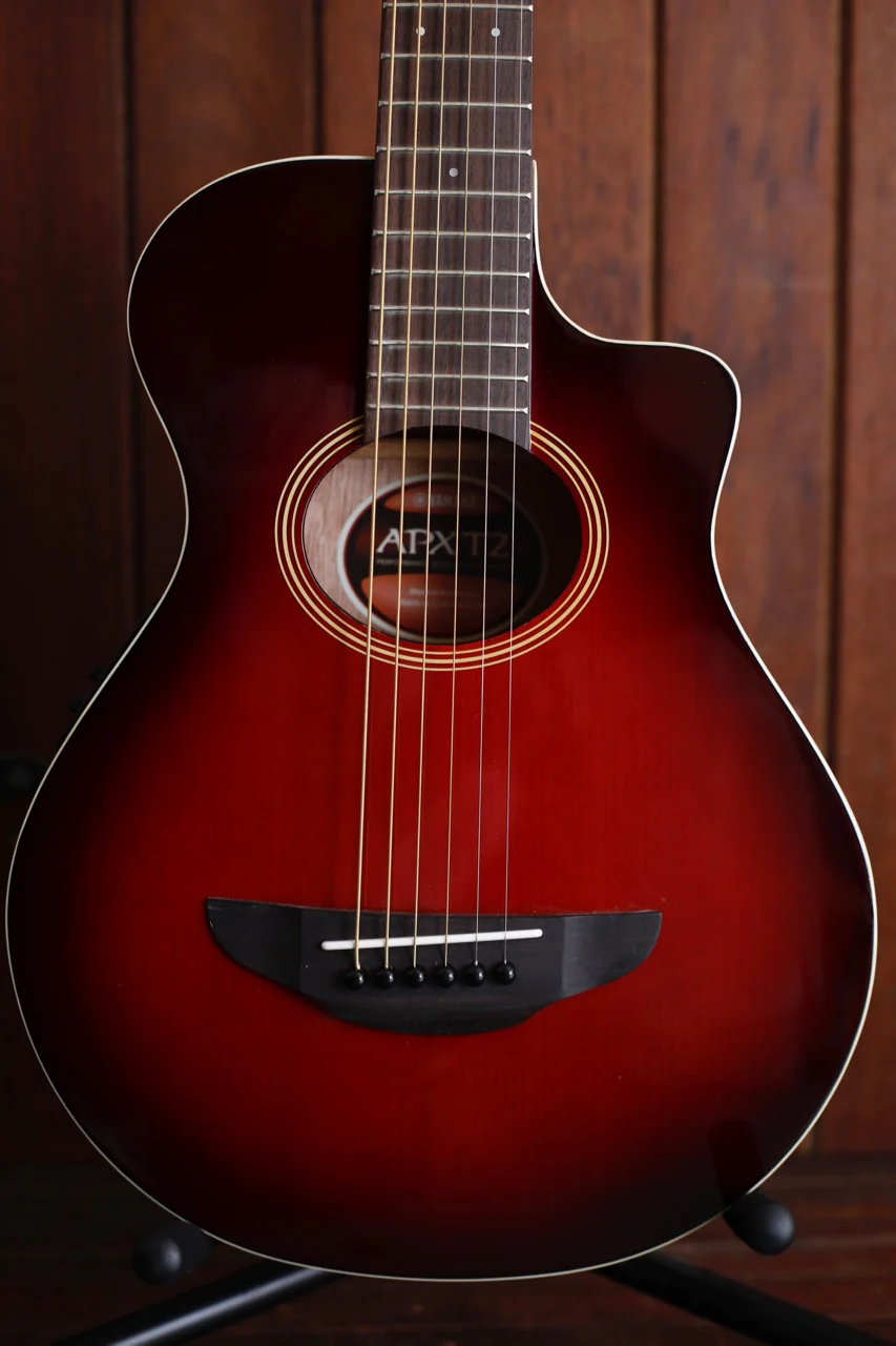 Yamaha APXT2 3/4 Acoustic Electric Travel Guitar Dark Red Burst - Image 4